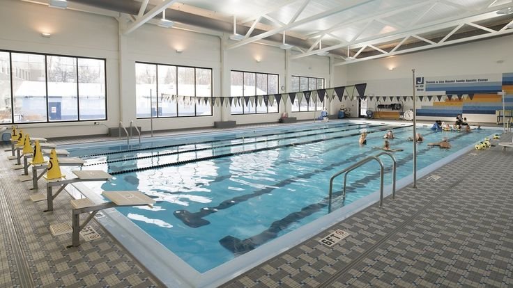 Spectator seating beside the pool